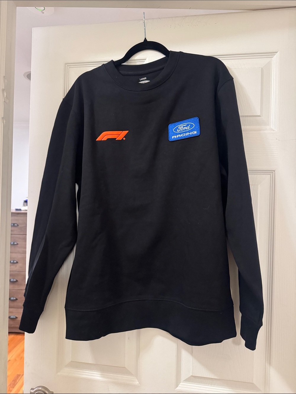 Black Crewneck Sweatshirt with F1 Logo - Large